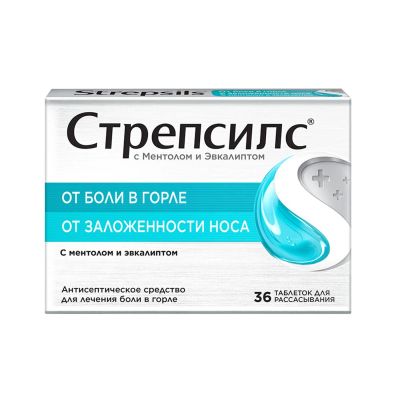 Лот: 23989762. Фото: 1. Стрепсилс ментол эвкалипт таб... Лекарства