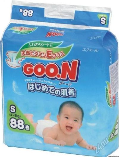 Лот: 1035786. Фото: 1. Goon подгузники до 5 кг 1 упаковка... Детская гигиена
