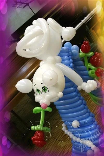 Лот: 2560432. Фото: 1. Белый котик с цветком любимой... Воздушные шары