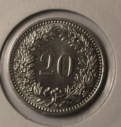 Лот: 3532499. Фото: 1. Швейцария. 20 раппенов 1985 г... Европа