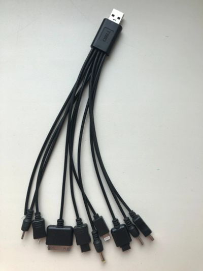 Лот: 19357249. Фото: 1. Мультизарядный кабель USB (два... Дата-кабели, переходники