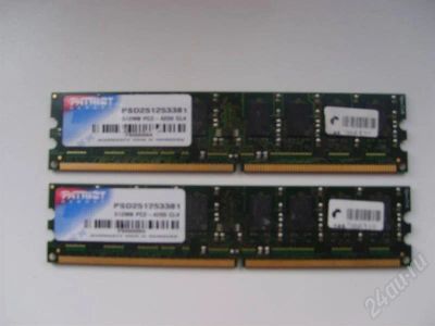 Лот: 256379. Фото: 1. 2 планки DIMM по 512Mb DDR2 PATRIOT... Оперативная память