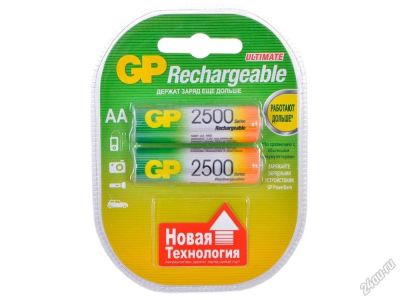 Лот: 5548522. Фото: 1. Аккумулятор AA GP 2500 mAh уп... Аккумуляторы, зарядные