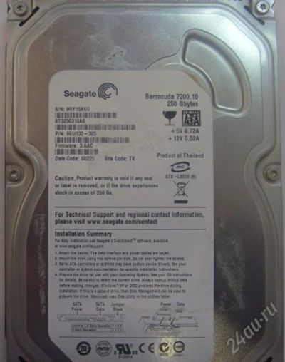 Лот: 935971. Фото: 1. Жесткий диск 250 гигабайт Seagate... Жёсткие диски (HDD)