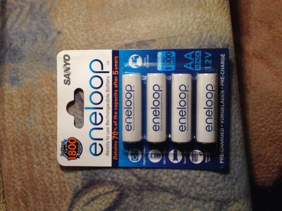 Лот: 2225609. Фото: 1. Аккумуляторы Sanyo Eneloop AA... Батарейки, аккумуляторы, элементы питания