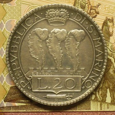 Лот: 18796564. Фото: 1. Сан Марино 20 лир 1932 г. Европа