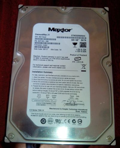 Лот: 14013019. Фото: 1. 320Gb Maxtor STM3320820AS SATA-II... Жёсткие диски (HDD)