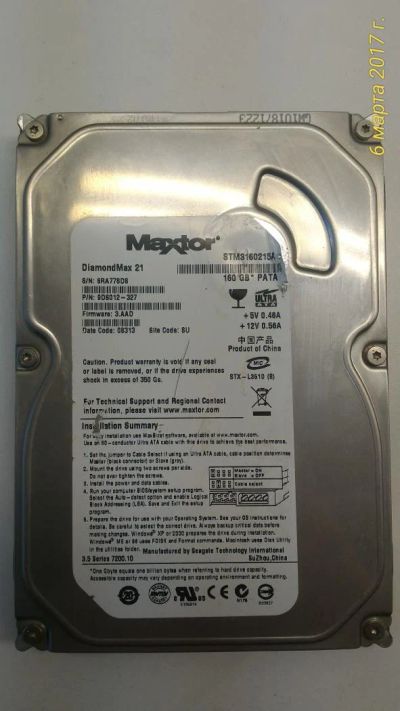 Лот: 9280356. Фото: 1. Жесткий диск HDD Maxtor STM3160215A... Жёсткие диски (HDD)