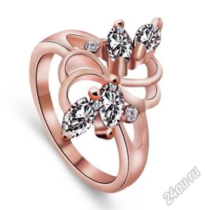 Лот: 5891131. Фото: 1. Женское позолоченное кольцо с... Кольца, перстни