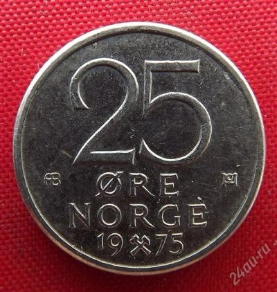Лот: 2659224. Фото: 1. (№2398/LF) 25 эре 1975 (Норвегия... Европа