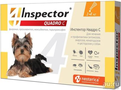 Лот: 10671409. Фото: 1. Инспектор Inspector Quadro Капли... Лекарства для животных, ветеринарные препараты