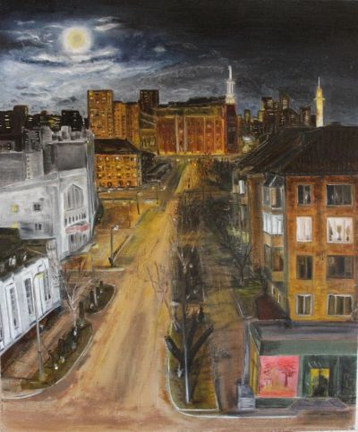 Лот: 2994805. Фото: 1. Картина на холсте маслом(ночной... Картины, гравюры