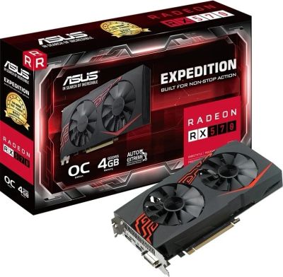 Лот: 12847763. Фото: 1. Asus Radeon RX 570 (4Gb, 256bit... Видеокарты