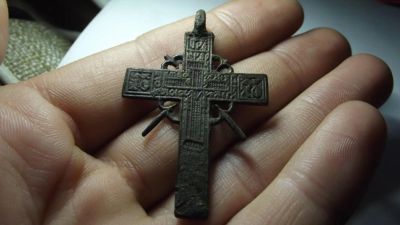 Лот: 11323950. Фото: 1. Красивый нечастый большой нательный... Россия до 1917 года
