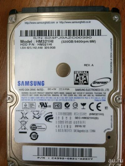 Лот: 13407454. Фото: 1. Жёсткий диск Samsung HM321HI 320... Жёсткие диски