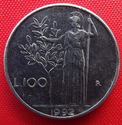 Лот: 2578376. Фото: 1. (№2220-3/LF) 100 лир 1992 (Италия... Европа