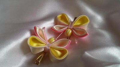 Лот: 5115216. Фото: 1. Заколки-бабочки для маленьких... Цветы из ткани