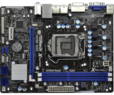 Лот: 4788649. Фото: 1. комплект: мат. плата asrock h61m-dgs... Материнские платы