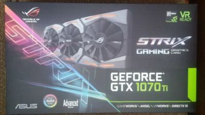 Лот: 11382895. Фото: 1. Asus ROG STRIX GTX1070TI A8G Gaming. Видеокарты