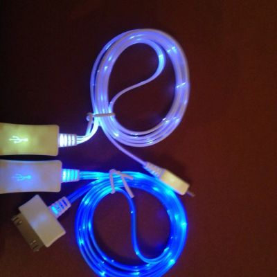 Лот: 3492363. Фото: 1. светящийся шнур кабель micro usb... Дата-кабели, переходники