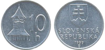 Лот: 5211589. Фото: 1. 10 геллеров Словакия 1999г. Европа