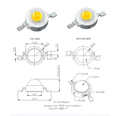 Лот: 19686446. Фото: 1. Светодиод 3.3-3.5V 300mA белый... Светодиоды