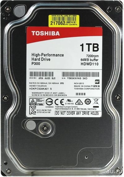 Лот: 6133024. Фото: 1. Жесткий диск SATA-3 1TB Toshiba... Жёсткие диски (HDD)