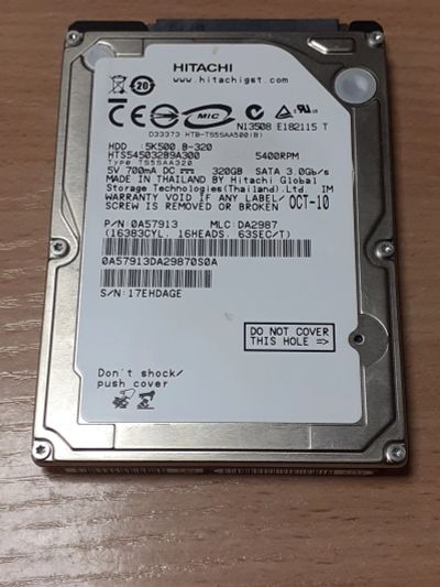 Лот: 19083995. Фото: 1. Жесткий диск ноутбука 320gb Hitachi... Жёсткие диски (HDD)