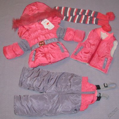 Лот: 10531182. Фото: 1. детский костюм зима новое серо-розовый... Комплекты, комбинезоны, костюмы