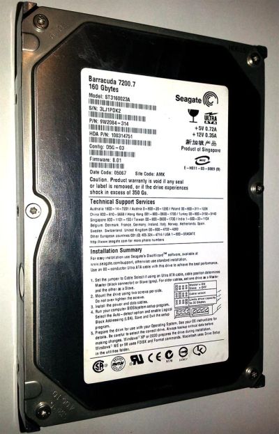 Лот: 3003149. Фото: 1. Жёсткий диск 3.5'' IDE 160Gb Seagate... Жёсткие диски (HDD)