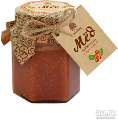 Лот: 13826287. Фото: 1. Мед натуральный таежный с брусникой... Мёд, продукты пчеловодства
