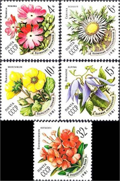 Лот: 11577135. Фото: 1. 1981, май. Цветы украинских Карпат... Марки