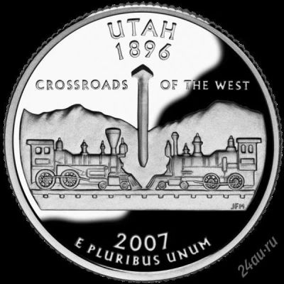 Лот: 2989697. Фото: 1. США. 25 центов. Юта 2007г. Продажа... Америка