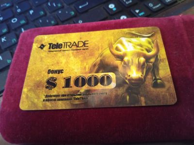 Лот: 16026237. Фото: 1. Карта пластиковая Teletrade 1000. Другое (коллекционирование, моделизм)
