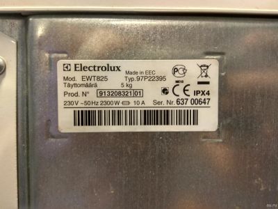 Лот: 18018260. Фото: 1. Electrolux EWT825 на запчасти. Стиральные машины