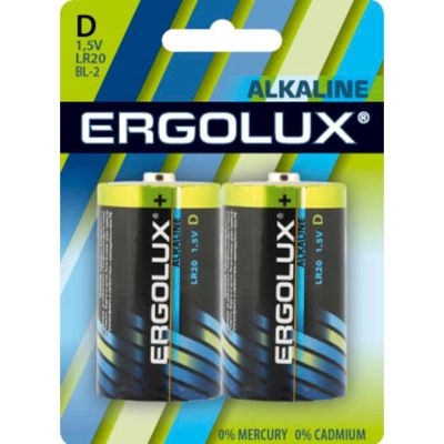 Лот: 24540960. Фото: 1. Батарейки Ergolux Alkaline LR20... Батарейки, аккумуляторы, элементы питания
