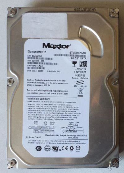 Лот: 5729667. Фото: 1. Жесткий диск 80 GB Maxtor DiamondMax... Жёсткие диски (HDD)
