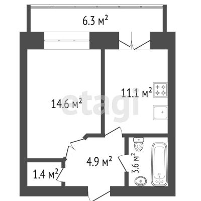 Лот: 24627160. Фото: 1. Продам 1-комн. кв. 37 кв.м. Красноярск... Квартиры, студии