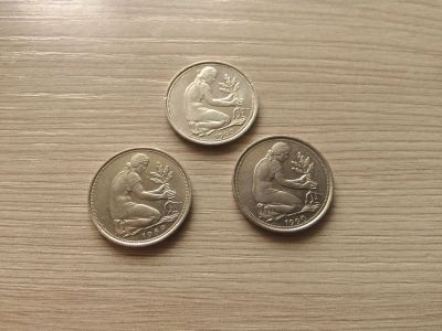 Лот: 12636849. Фото: 1. 50 пфенингов 3 монеты в лоте. Европа