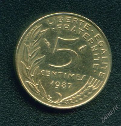 Лот: 656404. Фото: 1. франция 5 сантимов 1987. Европа