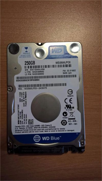 Лот: 7508802. Фото: 1. Жесткий диск WD Blue WD2500LPCX. Жёсткие диски (HDD)