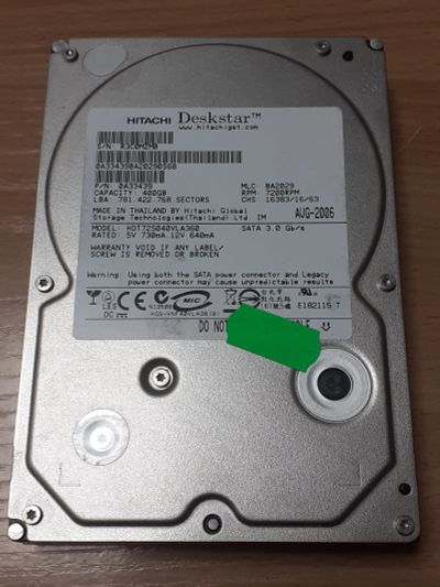 Лот: 18422473. Фото: 1. HDD 400gb Hitachi (3.5" Sata... Жёсткие диски