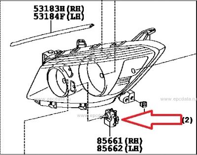 Лот: 13054972. Фото: 1. Корректор фары Toyota Rav4 ACA30. Оптика и освещение