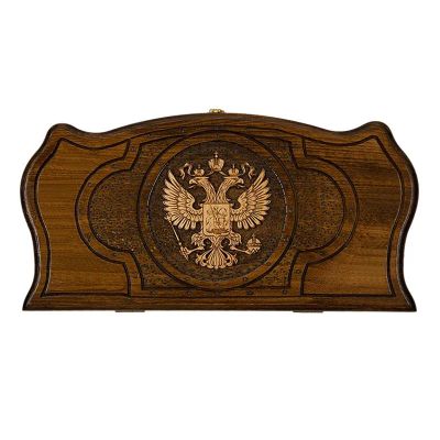 Лот: 23575074. Фото: 1. Нарды резные Mirzoyan Герб РФ... Шахматы, шашки, нарды