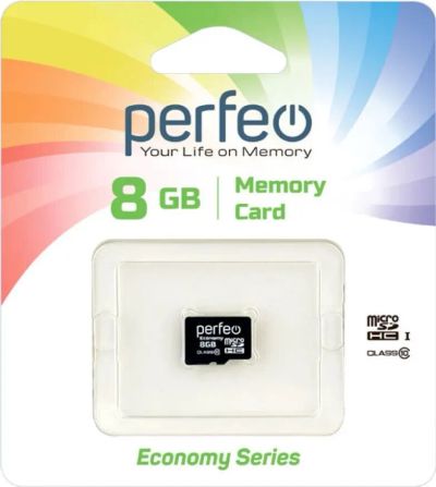 Лот: 25364355. Фото: 1. Карта памяти MicroSDHC 8Gb Perfeo... Карты памяти