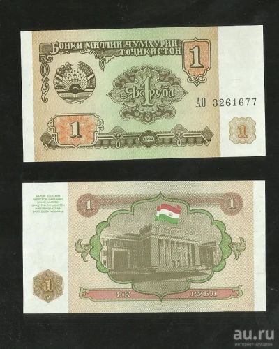 Лот: 15335107. Фото: 1. Таджикистан 1 рубль 1994 С 1 рубля. Россия, СССР, страны СНГ
