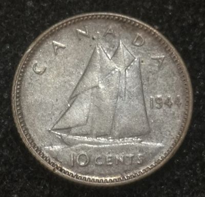 Лот: 23283483. Фото: 1. 10 центов 1944 года. Канада. Георг... Америка