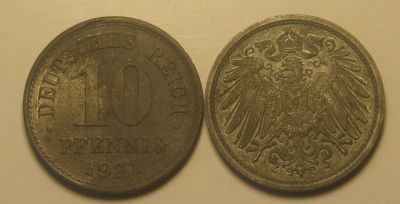 Лот: 4696127. Фото: 1. Германия.10 пфеннигов 1921 г... Германия и Австрия