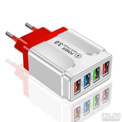 Лот: 18240870. Фото: 1. Зарядное устройство 220В 4x USB... Зарядные устройства, блоки питания, адаптеры сетевые для смартфонов