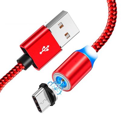 Лот: 17162191. Фото: 1. USB кабель магнитный Type C красный... Дата-кабели, переходники